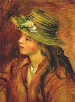 Girl with a straw hat, c.1908, renoir