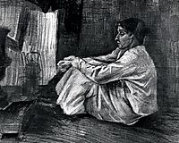 Sien with Cigar Sitting on the Floor near Stove, vangogh